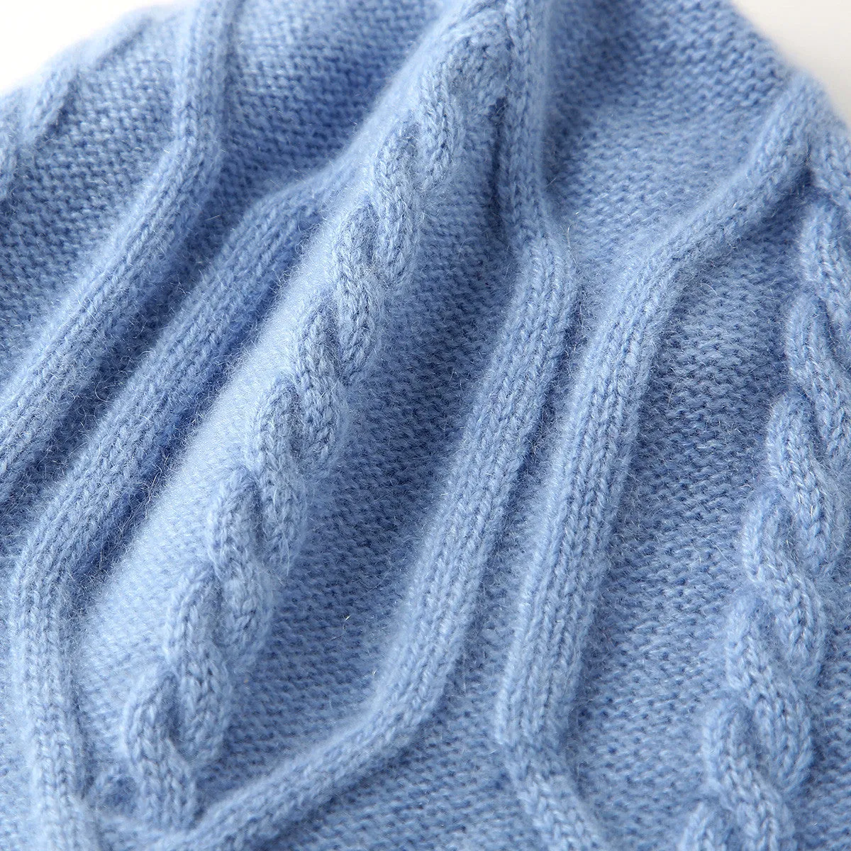 100% Cashmere Cozy and Stylish Cable Knit Beanie