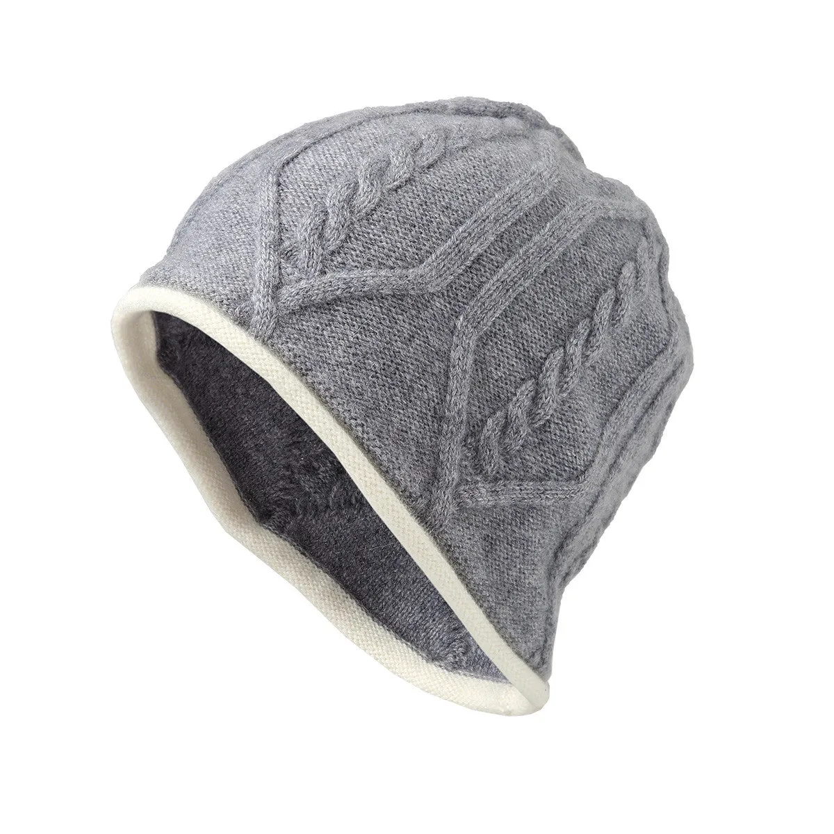 100% Cashmere Cozy and Stylish Cable Knit Beanie