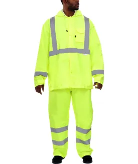 402STLM Hi-Vis Waterproof Rainsuit: Hooded Parka Coat & Pants