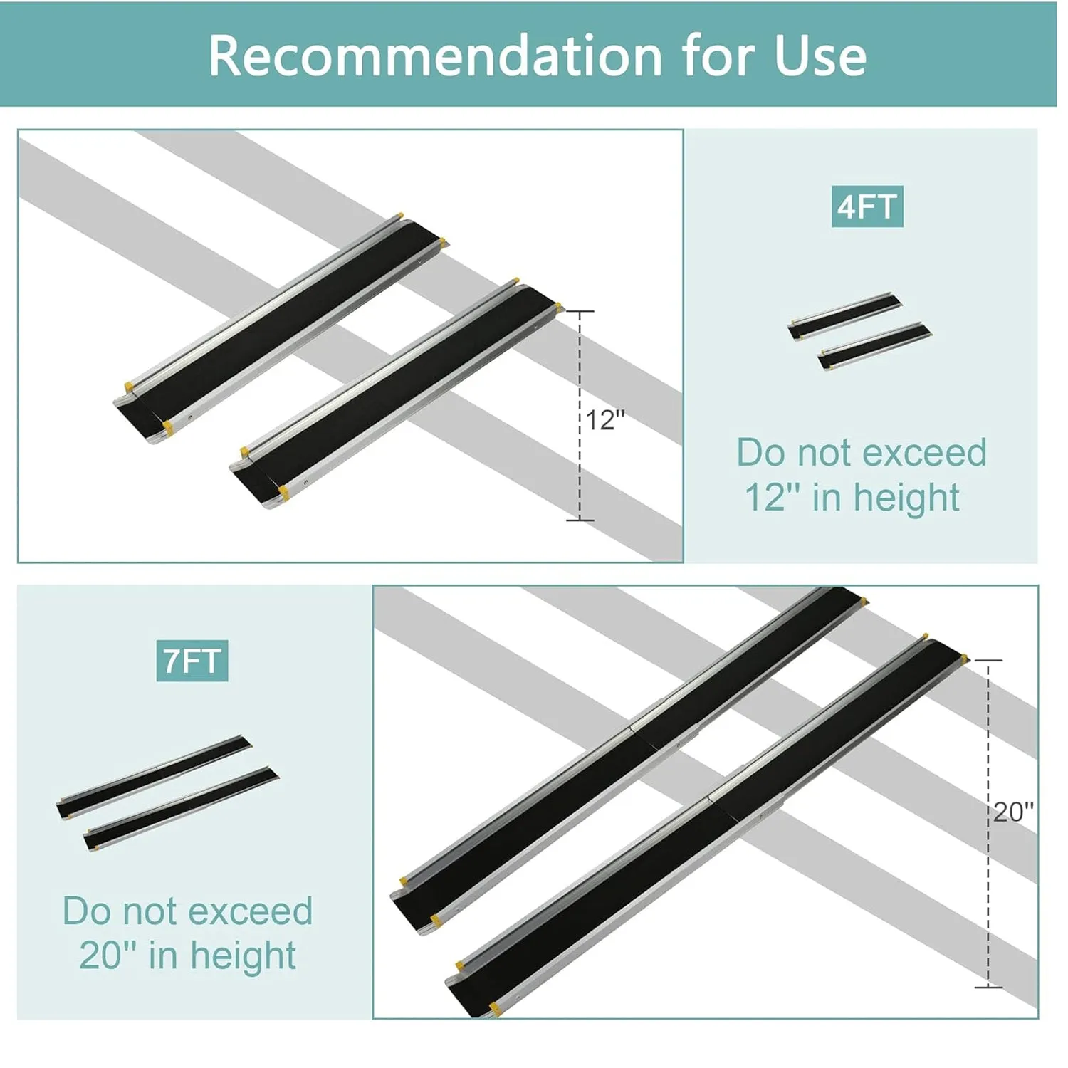 4/7 ft. Retractable Portable Aluminum Wheelchair Ramp with Anti-slip Surface