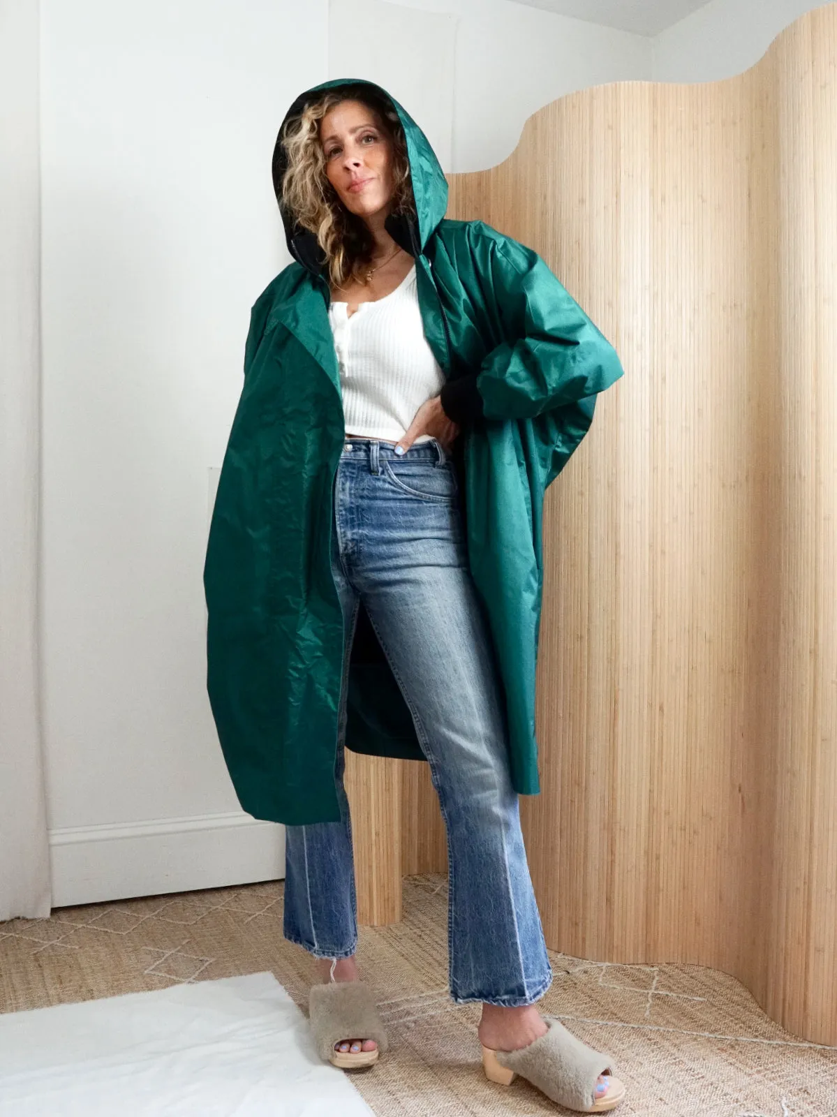 80's Emerald Green Slouchy Parka Coat