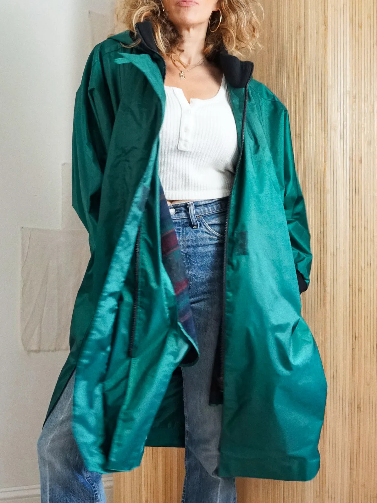 80's Emerald Green Slouchy Parka Coat