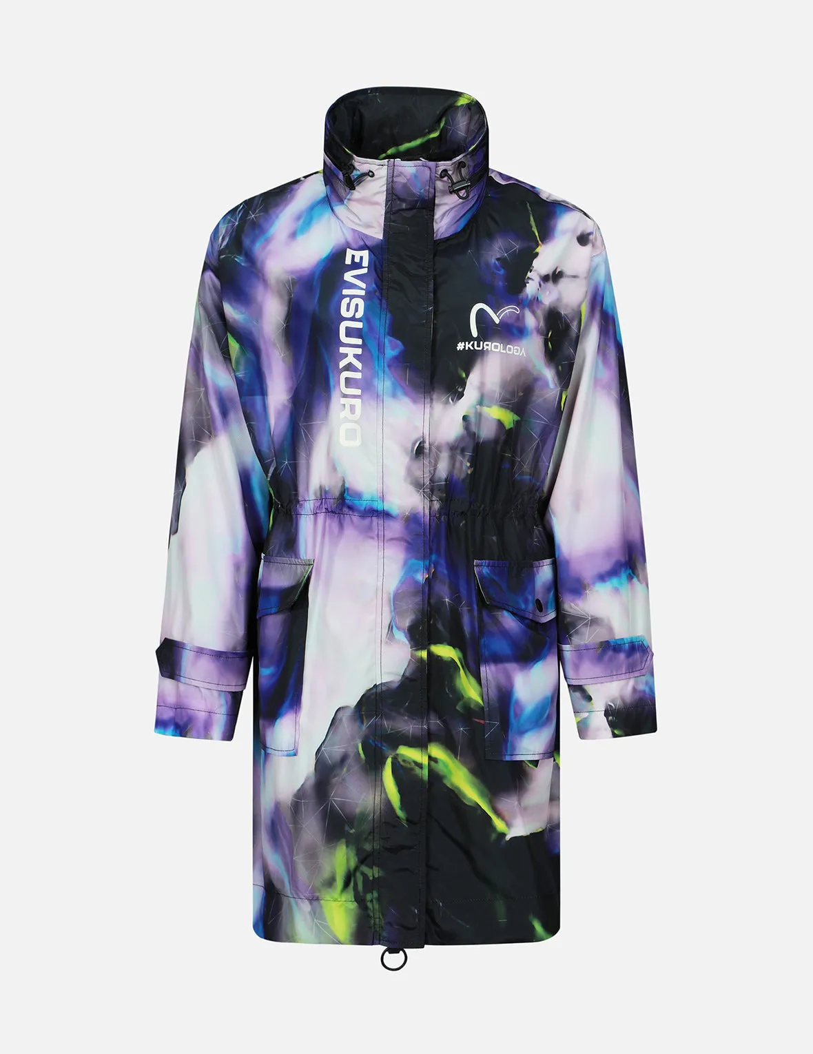 Abstract Print Hooded Wind Coat