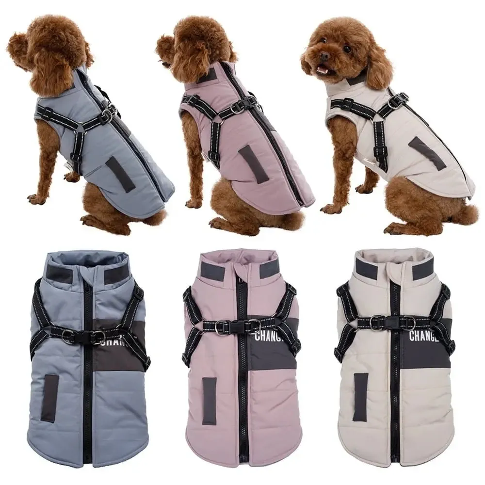 Anniepaw Dog Jacket with Harness Winter Warm Waterproof Coat for Small Large Dogs Chihuahua French Bulldog Outfits