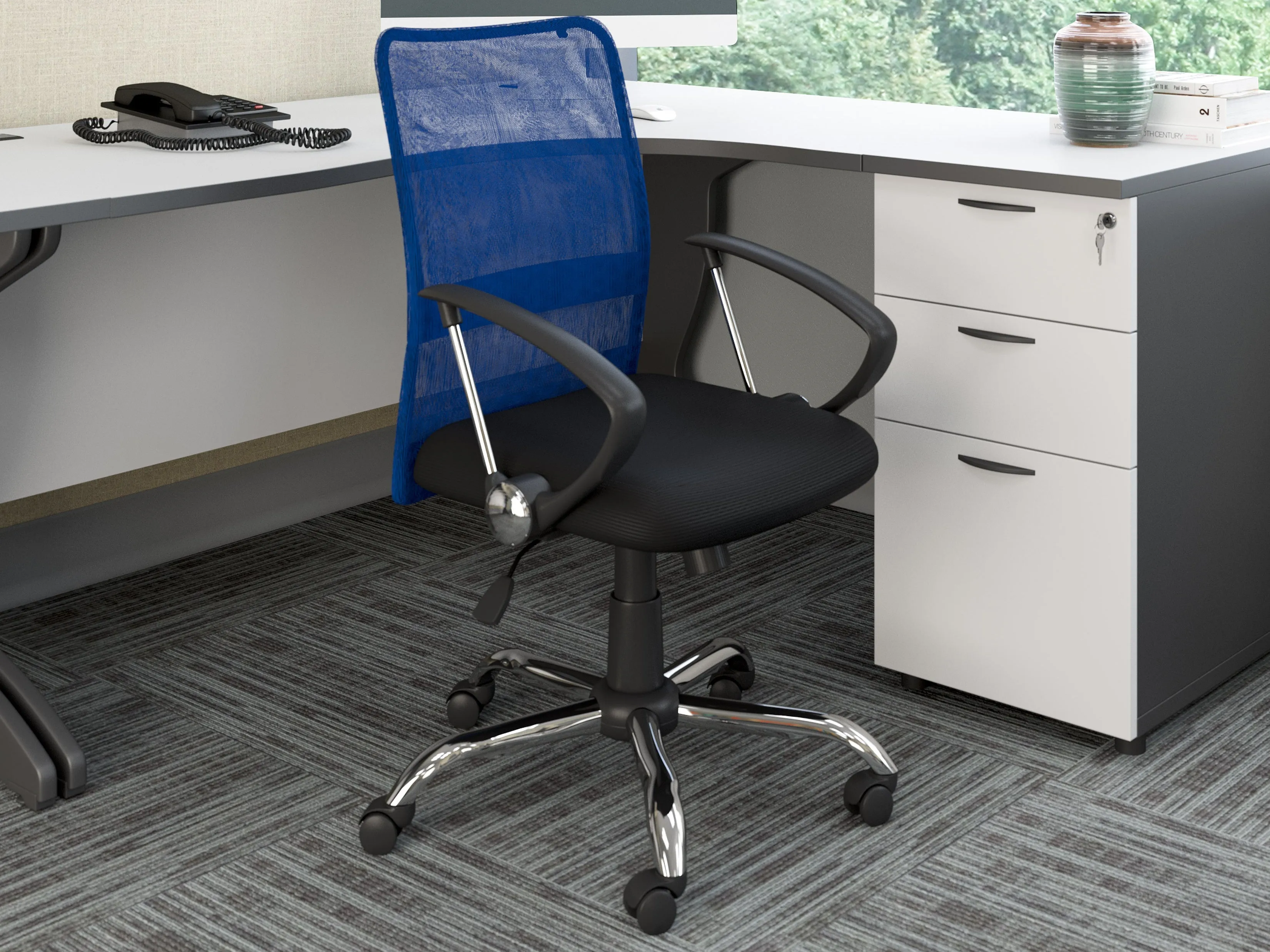 Blue Fabric Office Chair