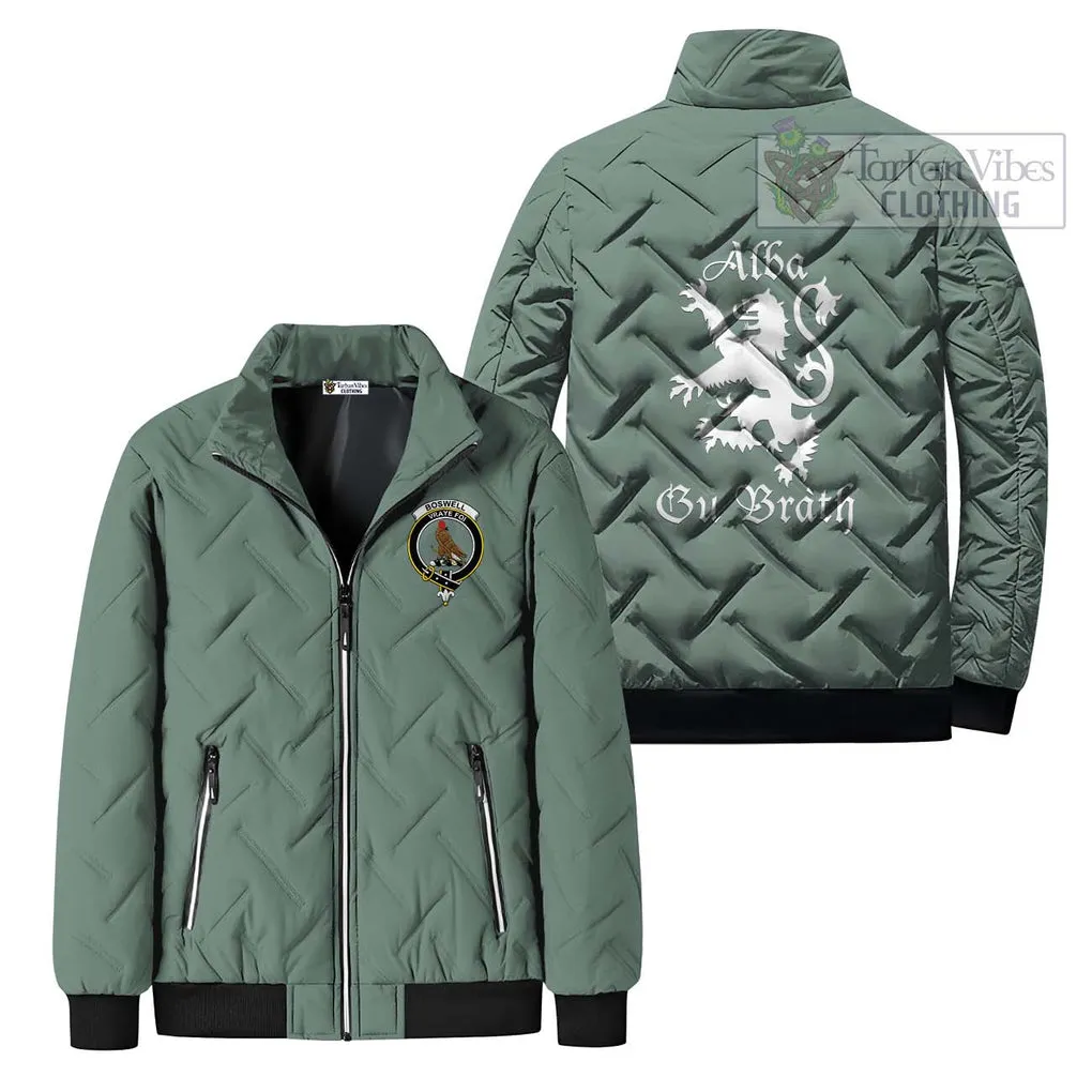 Boswell Family Crest Padded Cotton Jacket Lion Rampant Alba Gu Brath Style