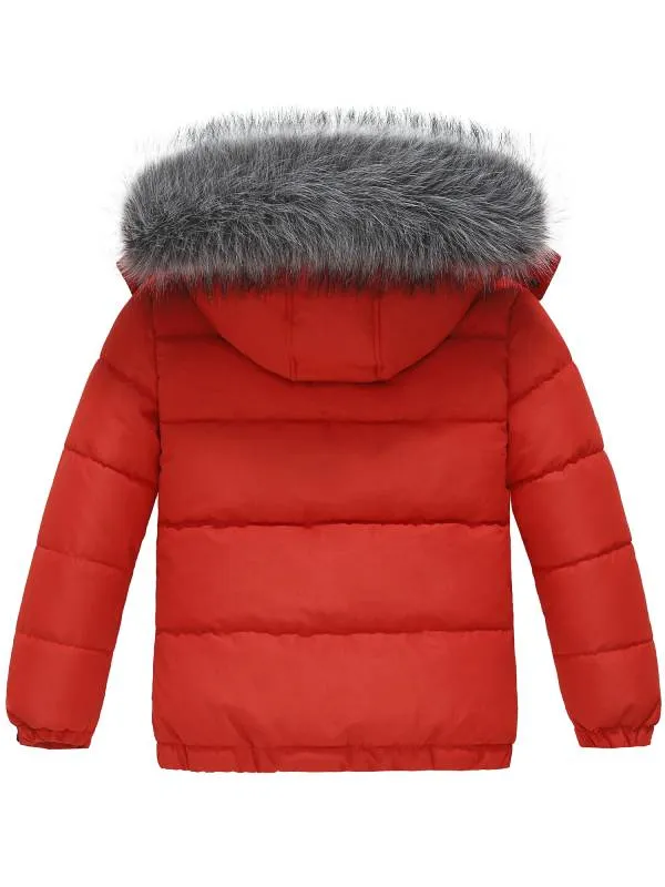 Boy's Warm Winter Coat Quilted Puffer Jacket Water Resistant Hooded Parka