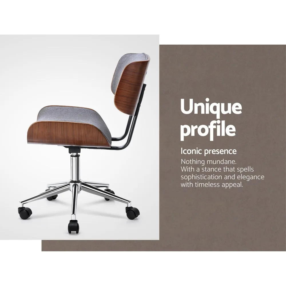 Breathable Fabric & Wood Office Chair with Chrome Base - Artiss