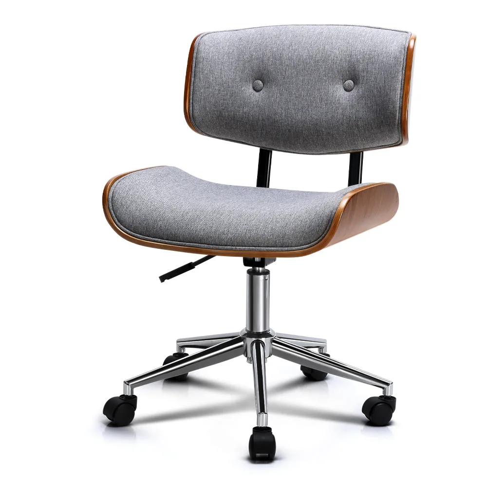 Breathable Fabric & Wood Office Chair with Chrome Base - Artiss