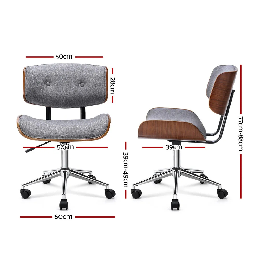 Breathable Fabric & Wood Office Chair with Chrome Base - Artiss