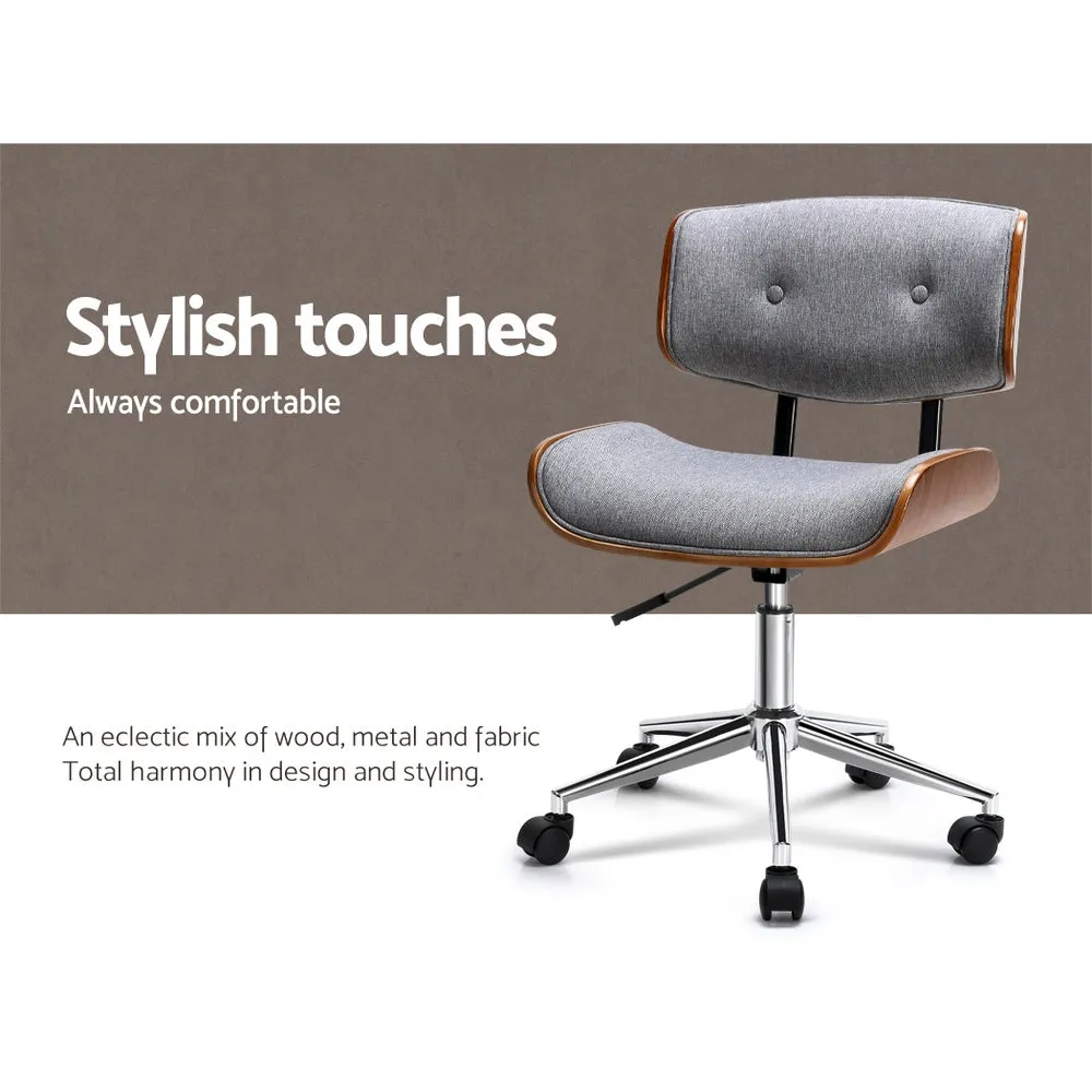 Breathable Fabric & Wood Office Chair with Chrome Base - Artiss