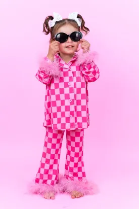 Bubblegum Checkers Girl’s Flare Feathered Dream Set