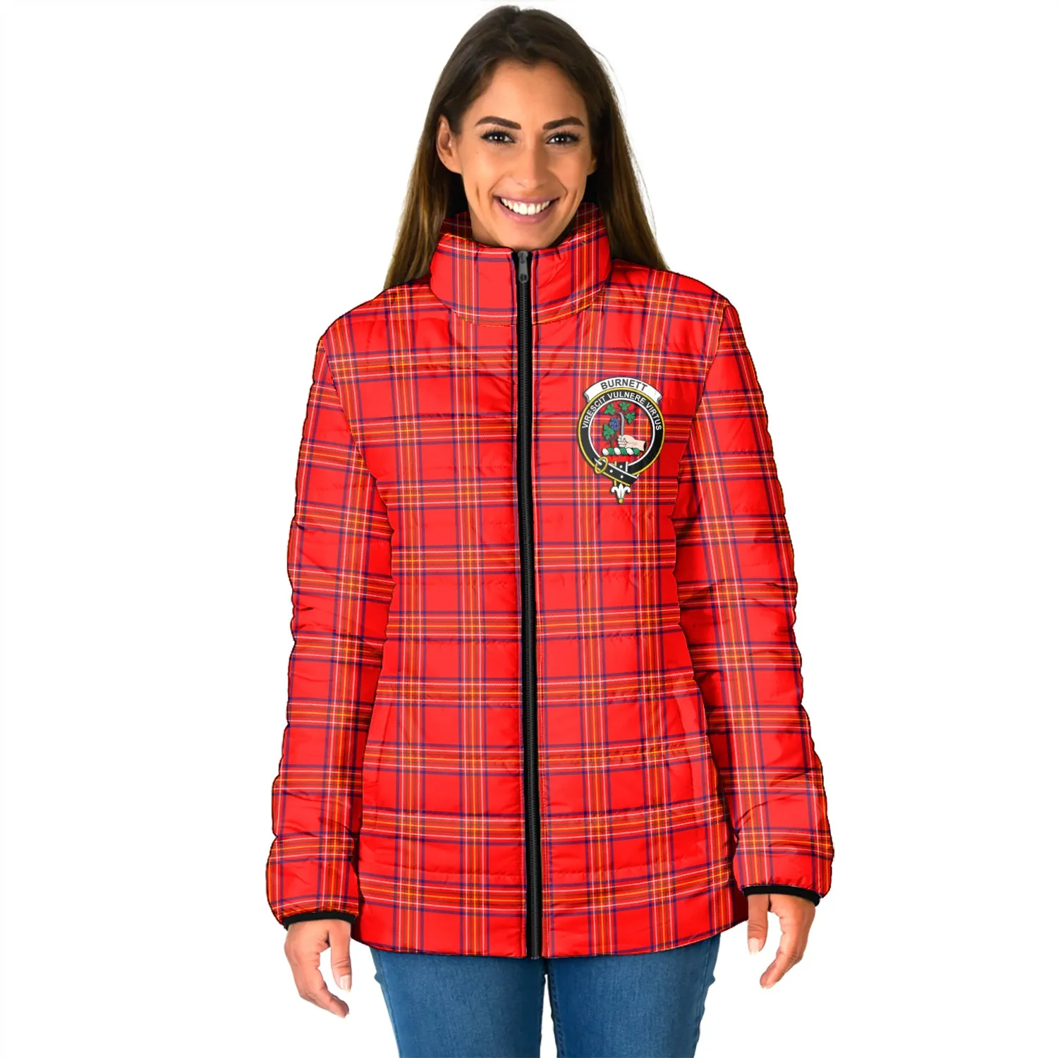 Burnett Modern Tartan Padded Jacket with Family Crest