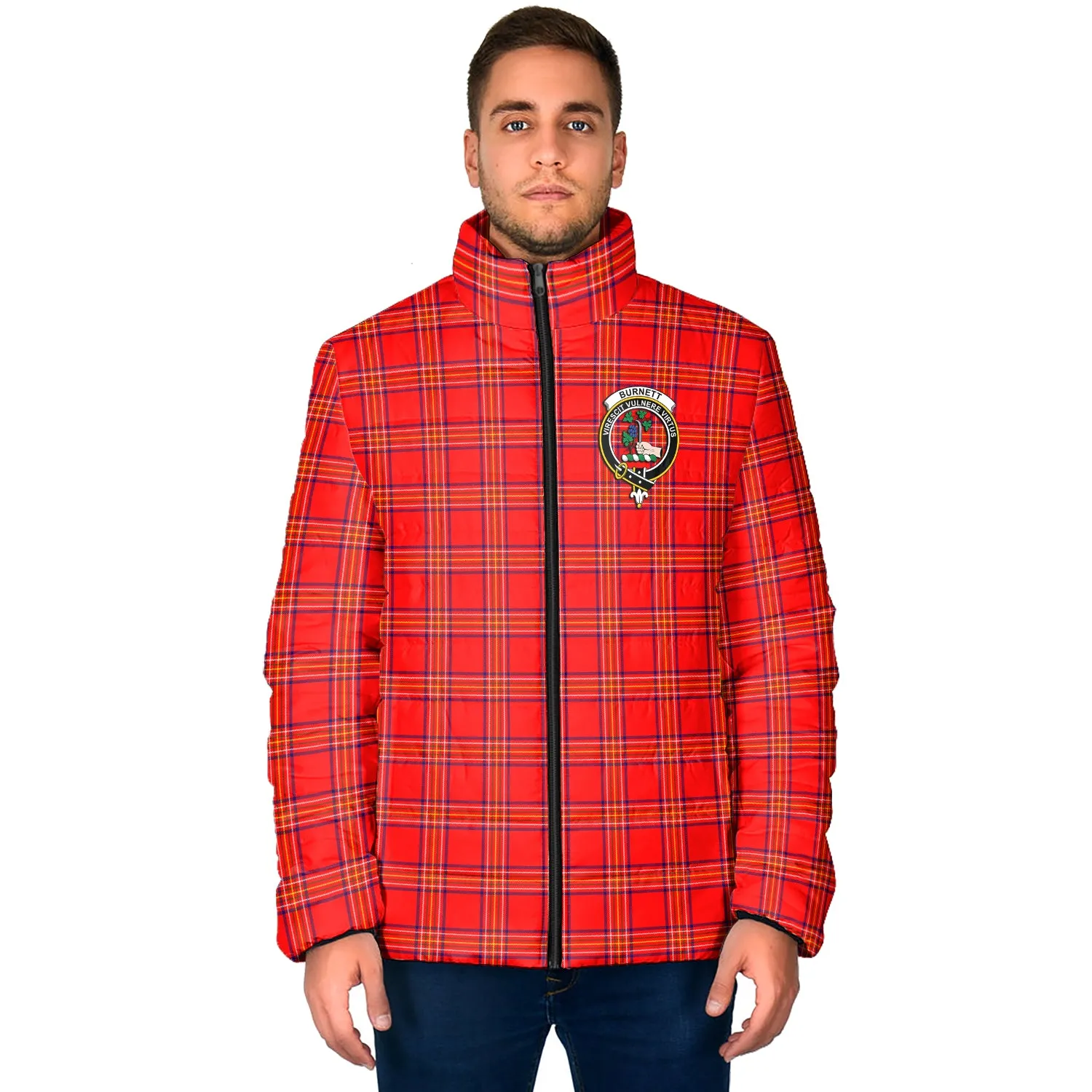 Burnett Modern Tartan Padded Jacket with Family Crest