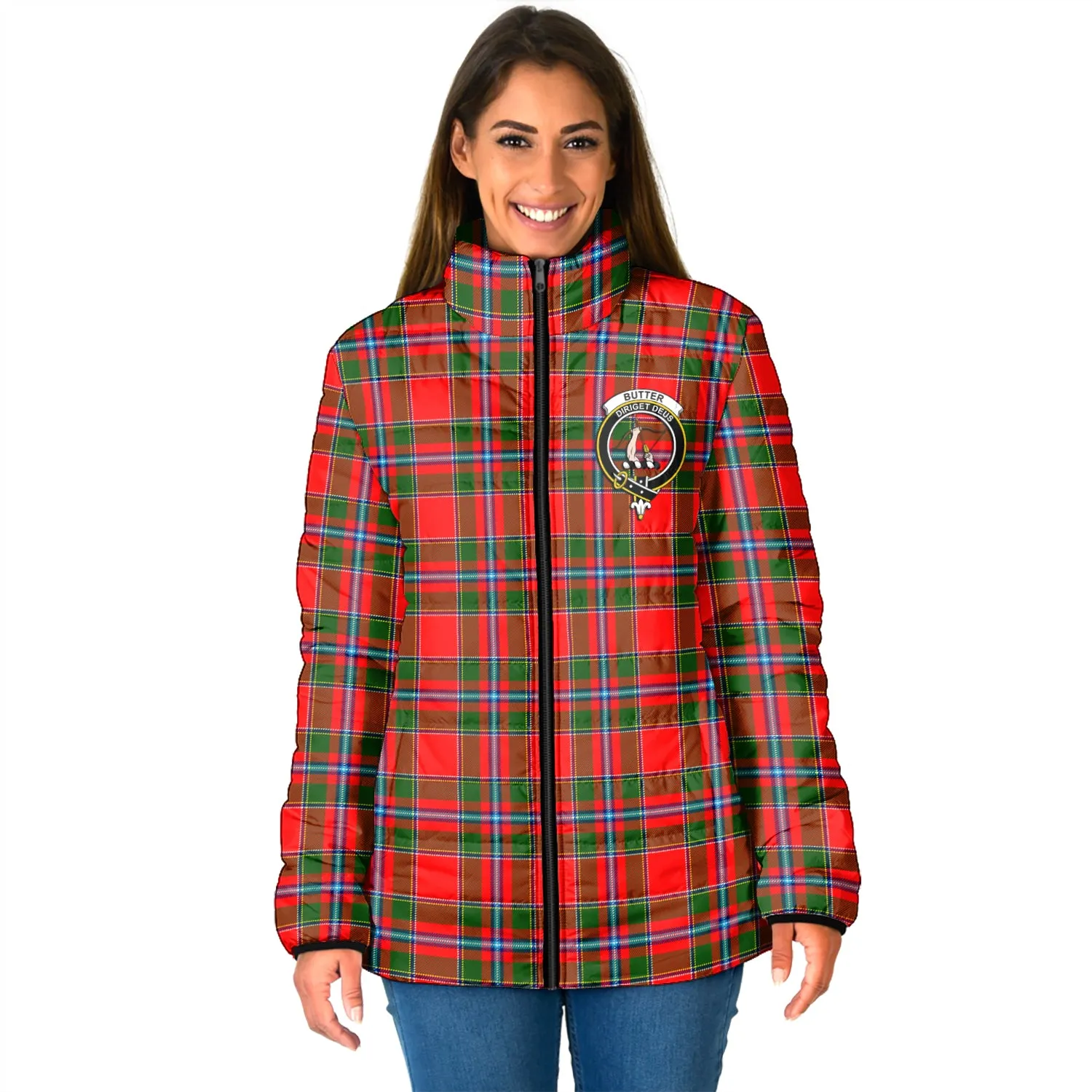 Butter Tartan Padded Jacket with Family Crest