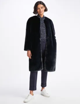 Christie Faux Fur Coat - Navy