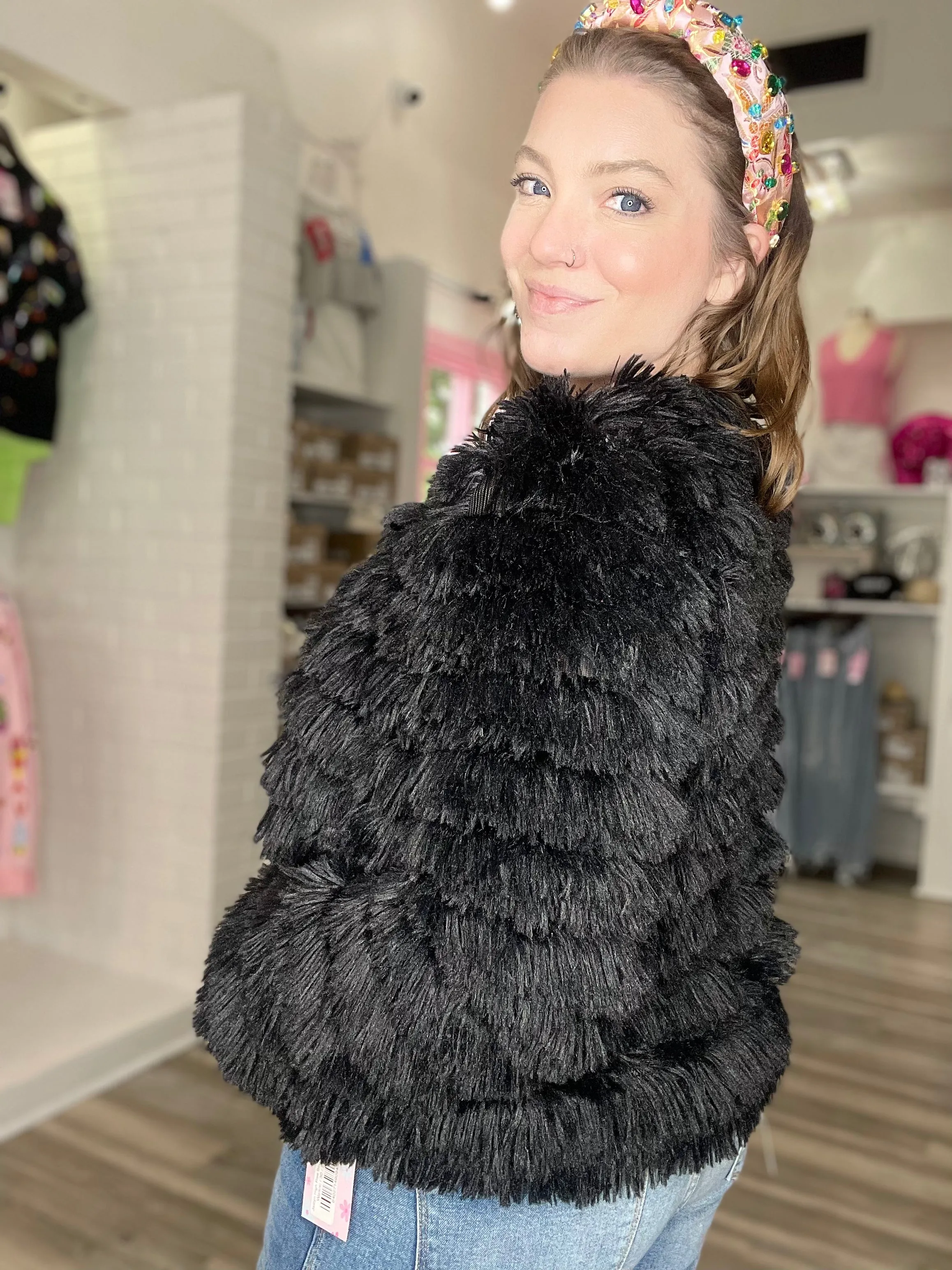 Cora Faux Fur Jacket Black