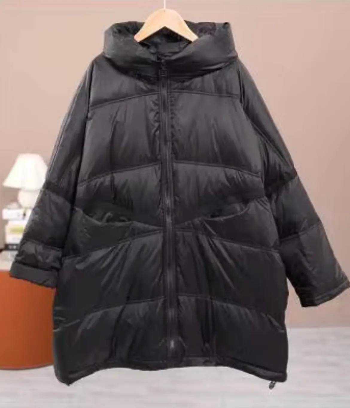 Cozy Women's Duck Down Jacket with Hood - Stay Warm in Style. Oversized Plus Size