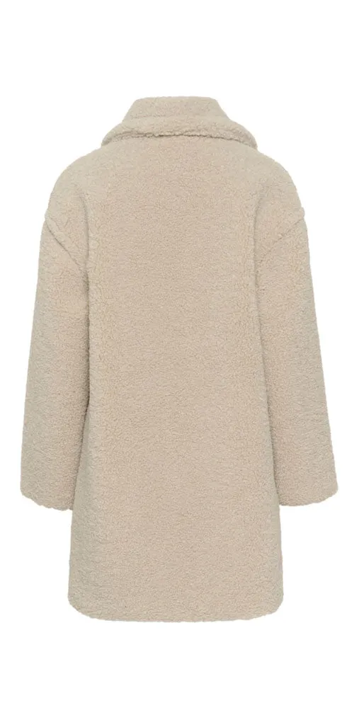 Cream Relaxed Fit Teddy Coat