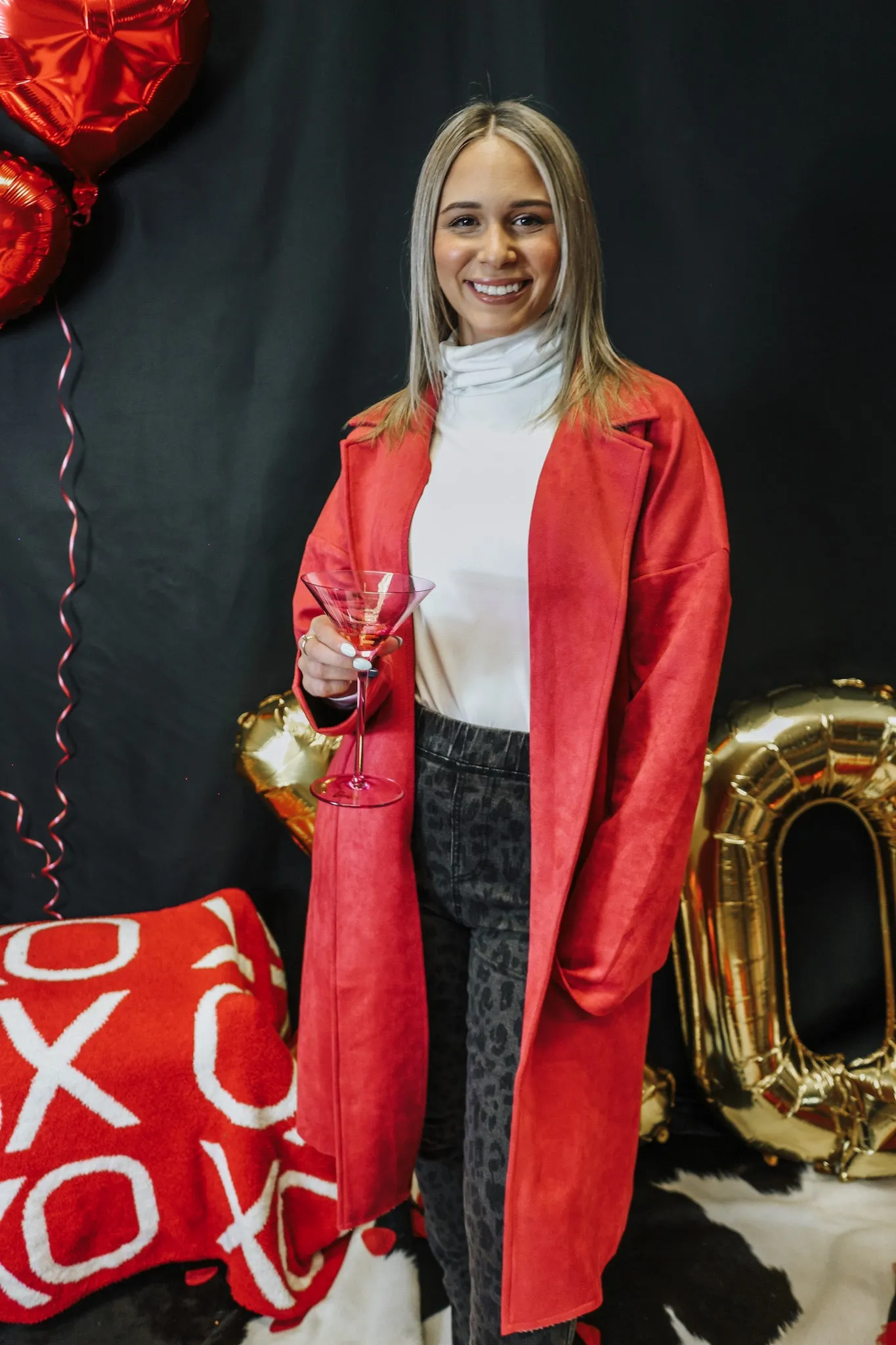 Desert Nights Warm Red Suede Coat