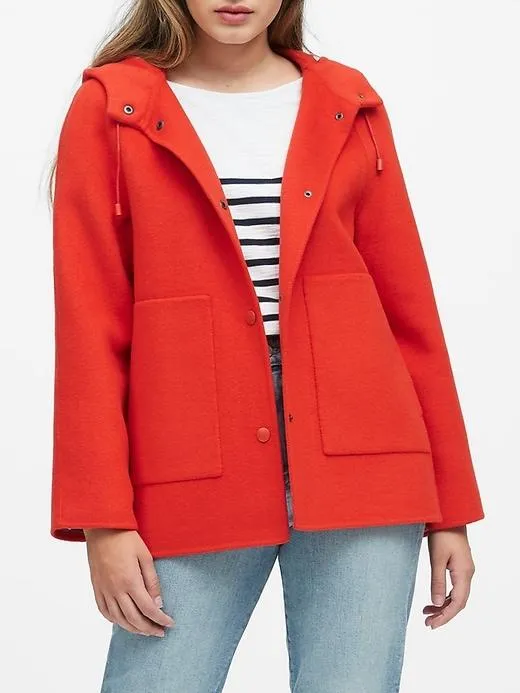 Double-Faced Hooded Jacket in Hot Red