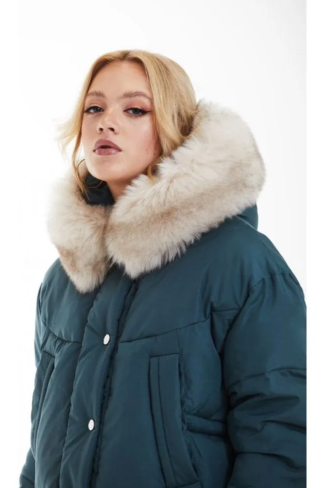 Double Second Teal Oversized Dip Back Puffer