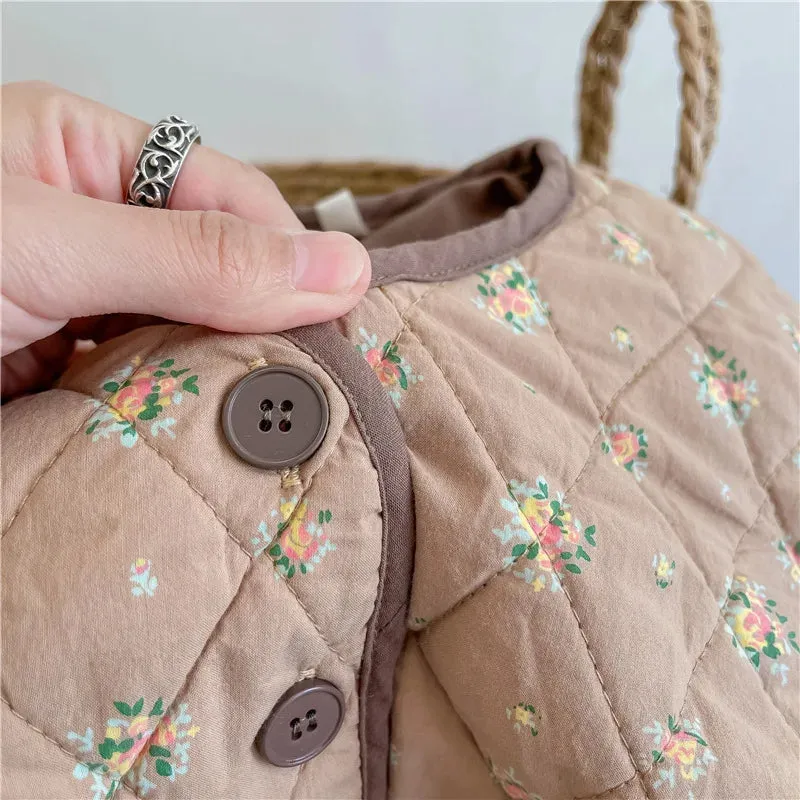 Floral Print Padded Quilted Jacket