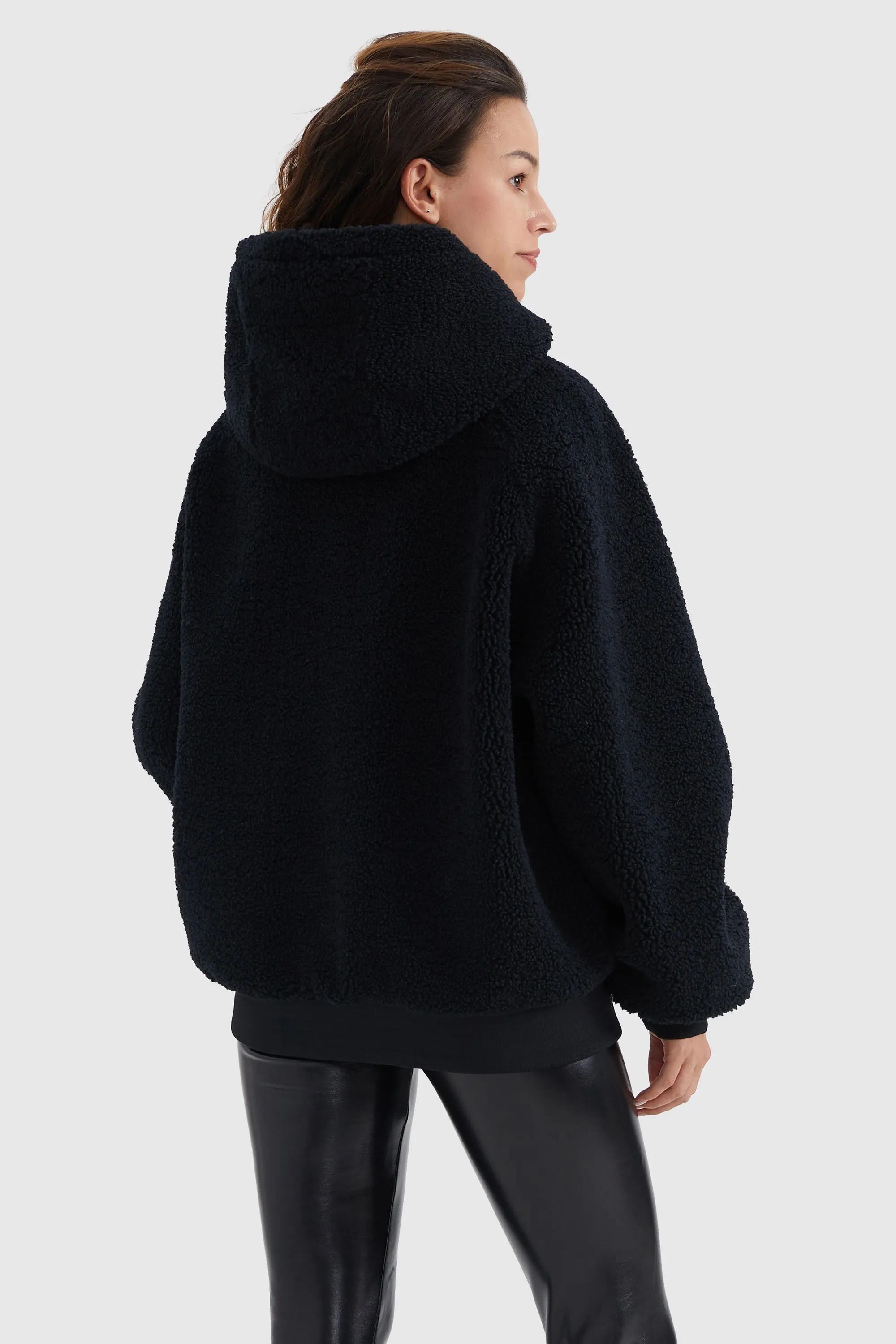 Full-Zip Oversized Sherpa Fleece Jacket