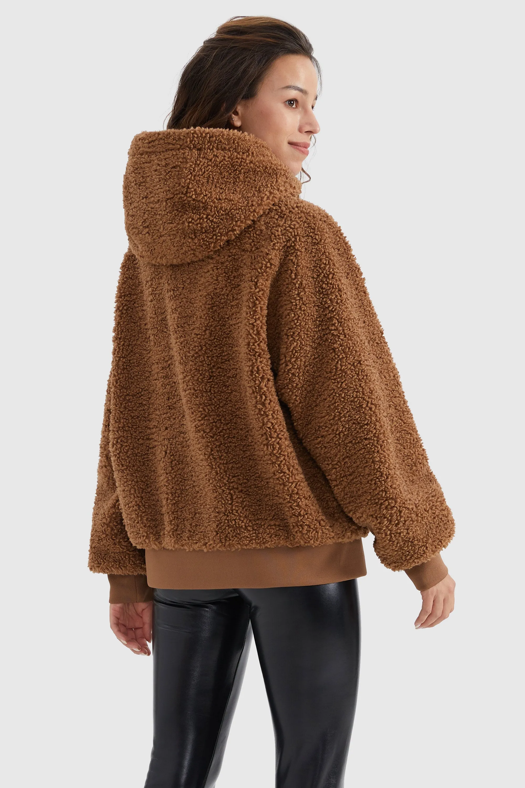 Full-Zip Oversized Sherpa Fleece Jacket