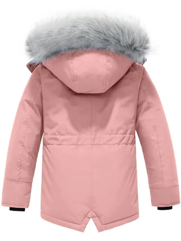 Girl's Quilted Puffer Jacket Warm Winter Coat Windproof Hooded Parka