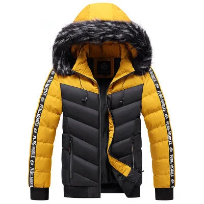 Hooded jacket men's thick warm cotton jacket ，