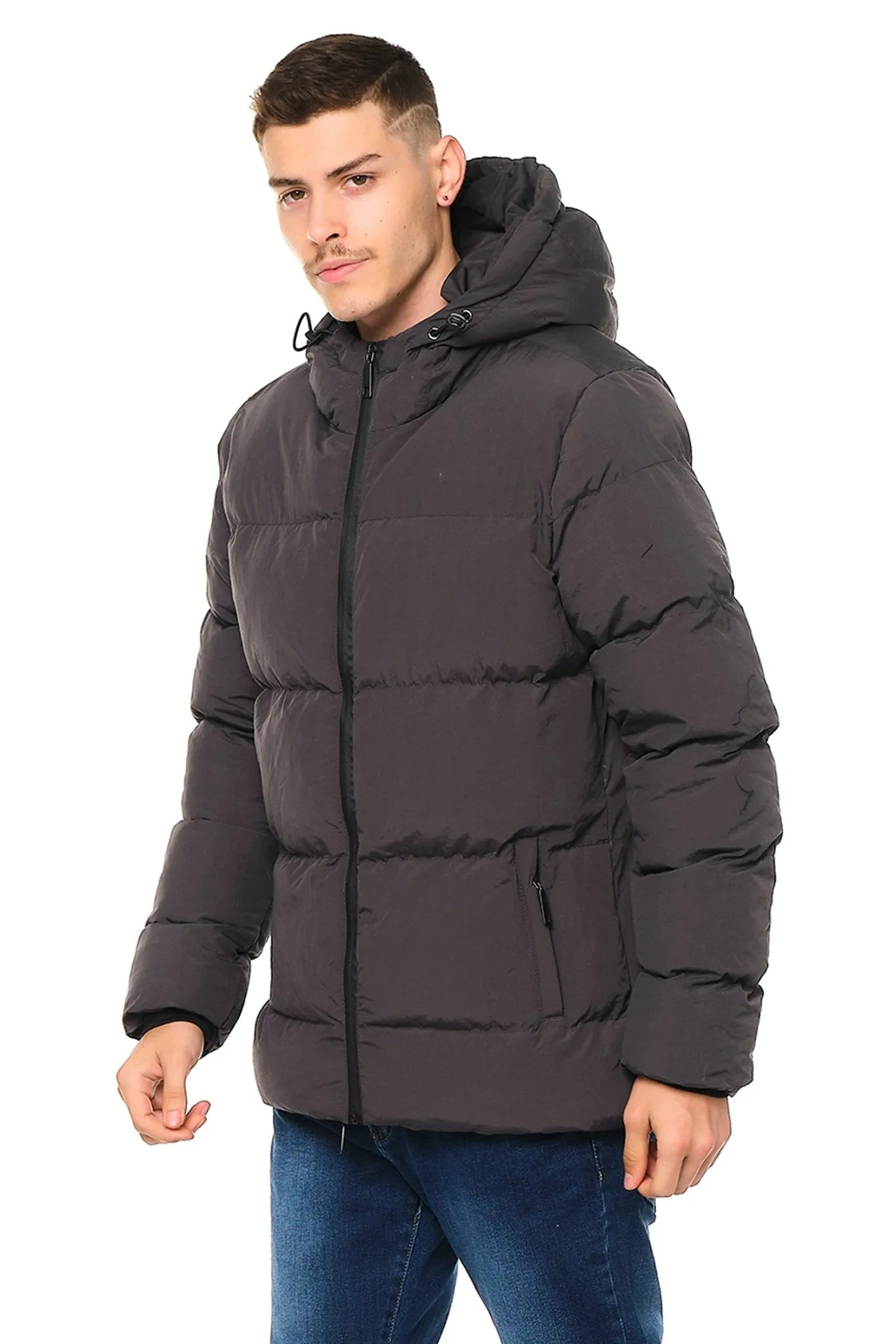 Hooded Padded Coat - Anthracite