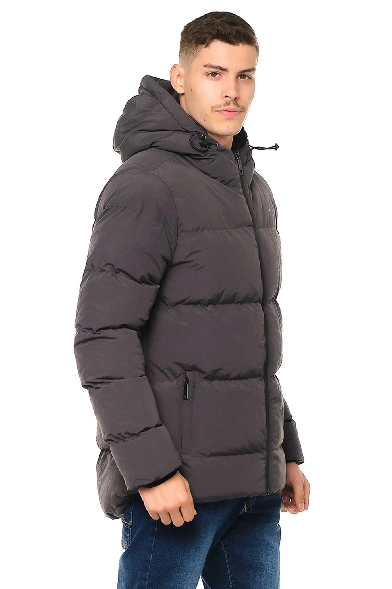 Hooded Padded Coat - Anthracite