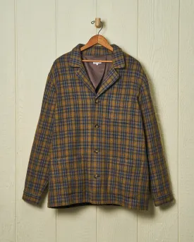 Italian Wool Loafer Jacket in Blue/Amber Gun Check