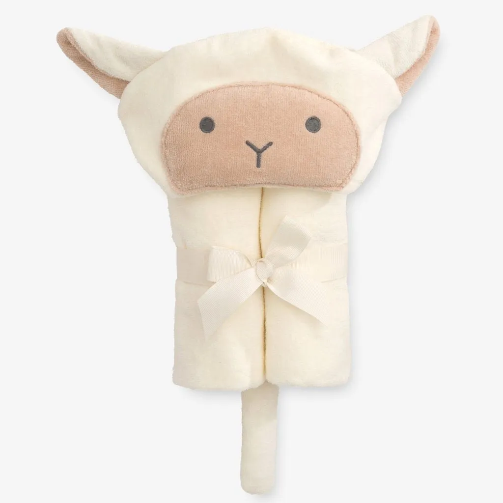 Ivory Lambie Hooded Baby Bath Wrap