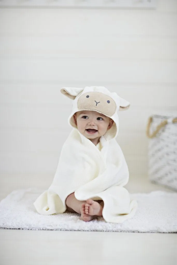 Ivory Lambie Hooded Baby Bath Wrap