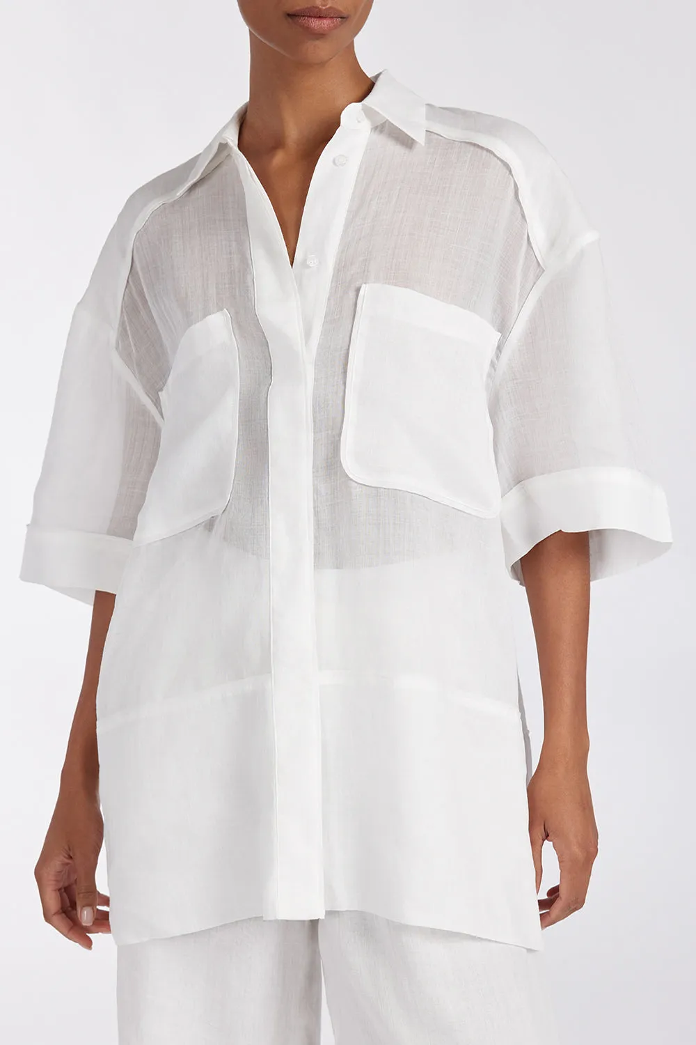 KAI WHITE RAMIE RESORT SHIRT