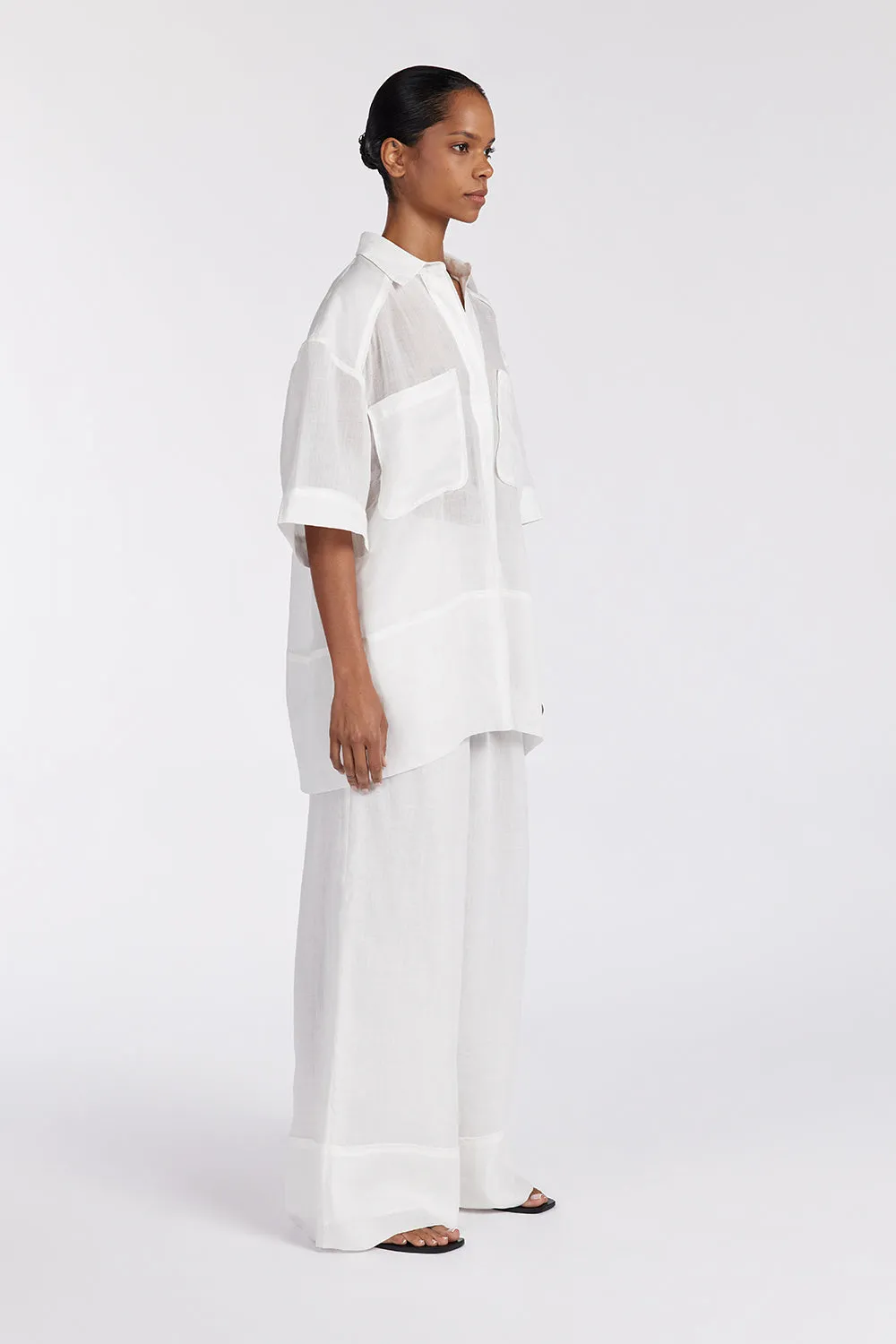 KAI WHITE RAMIE RESORT SHIRT