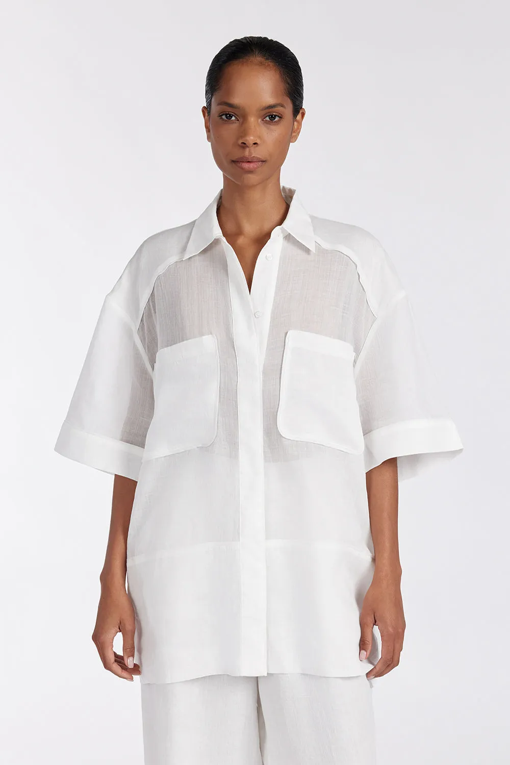 KAI WHITE RAMIE RESORT SHIRT