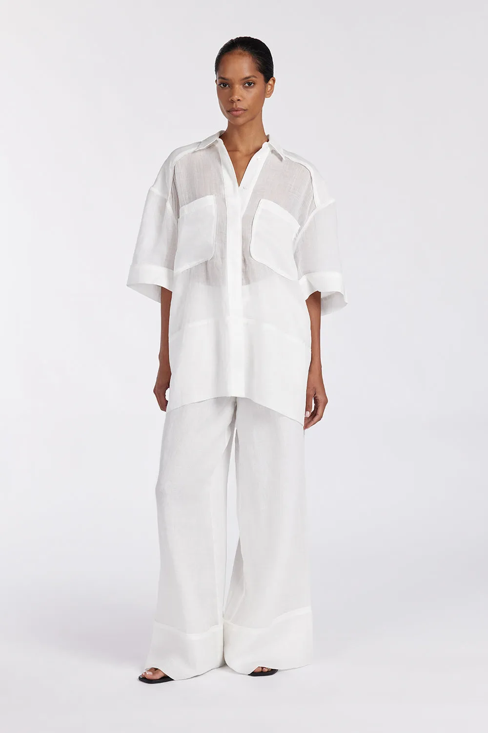 KAI WHITE RAMIE RESORT SHIRT