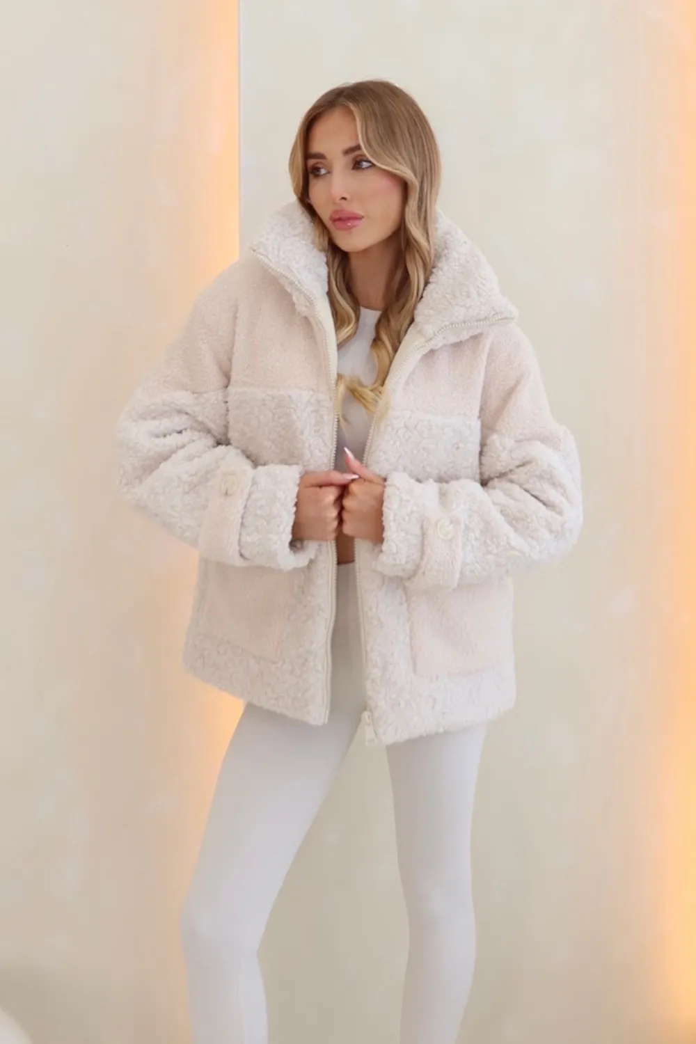 Kylie beige teddy jacket