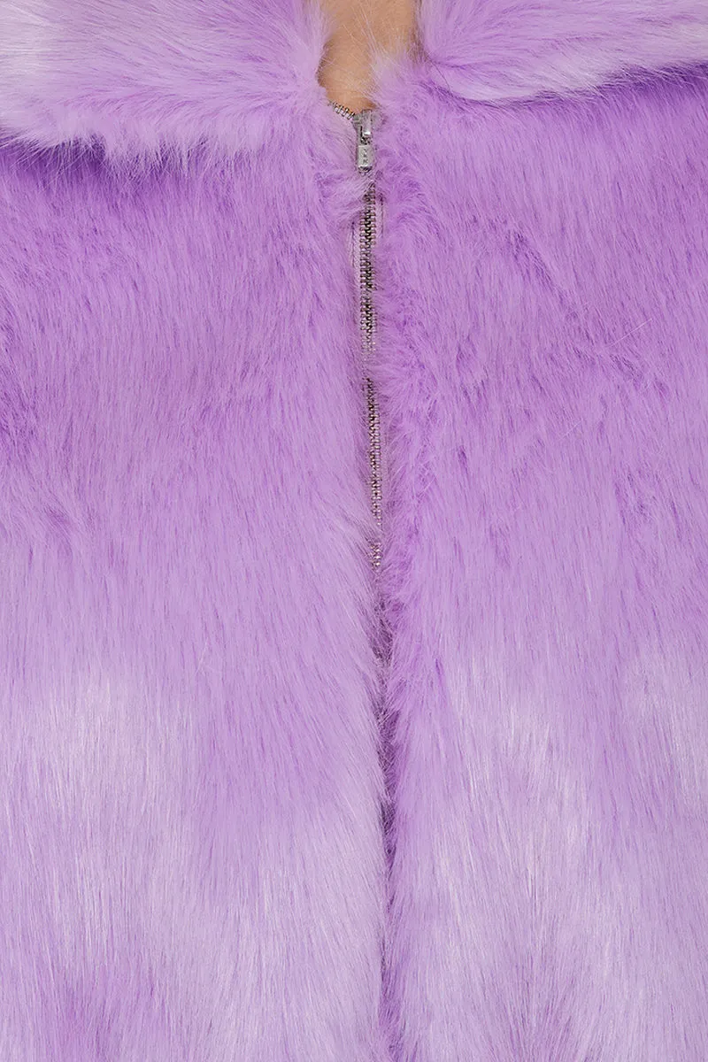 Lavender Lover Faux Fur Bomber Jacket