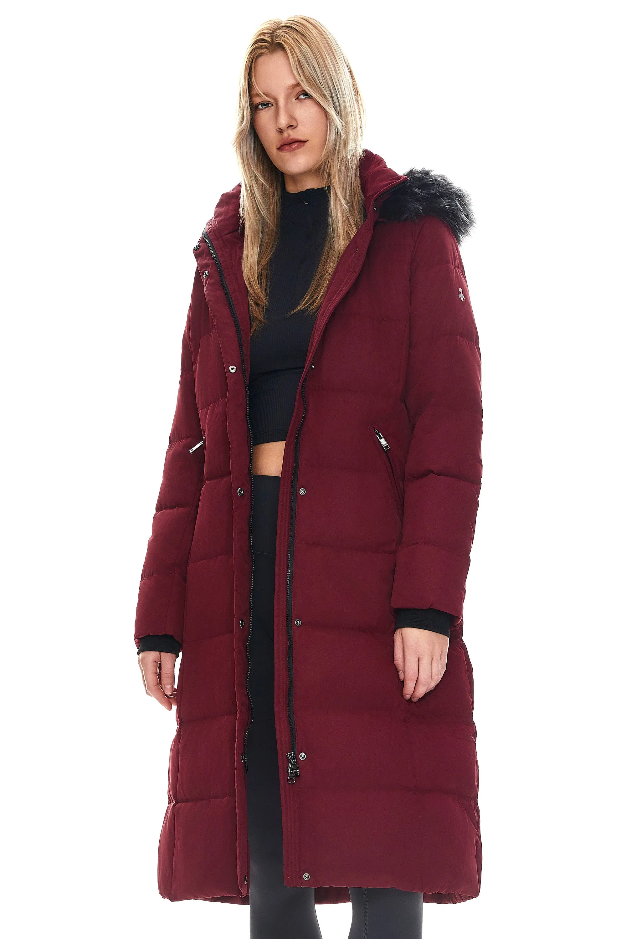 Long Puffer Faux Fur Hood Down Coat