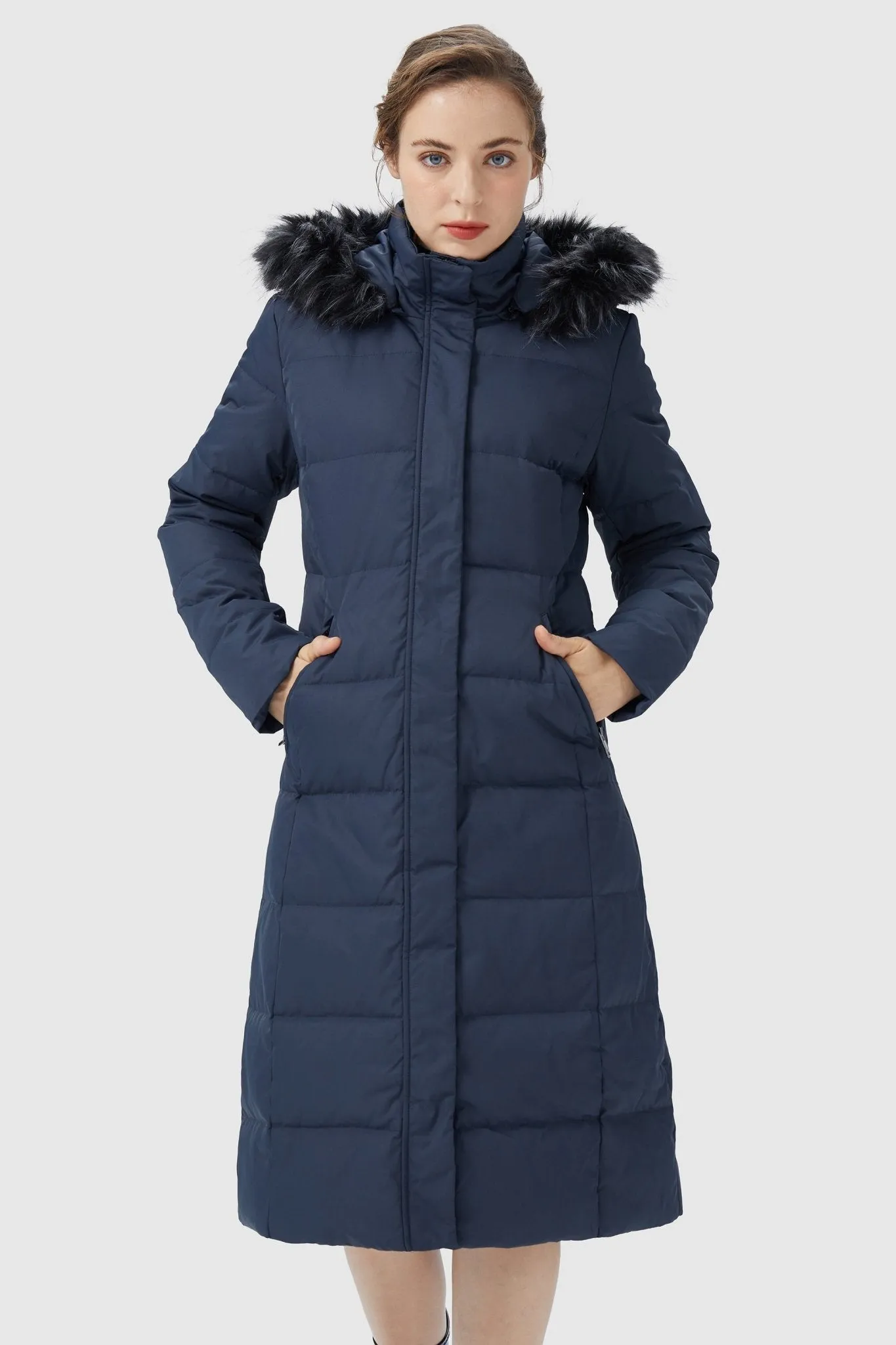 Long Puffer Faux Fur Hood Down Coat