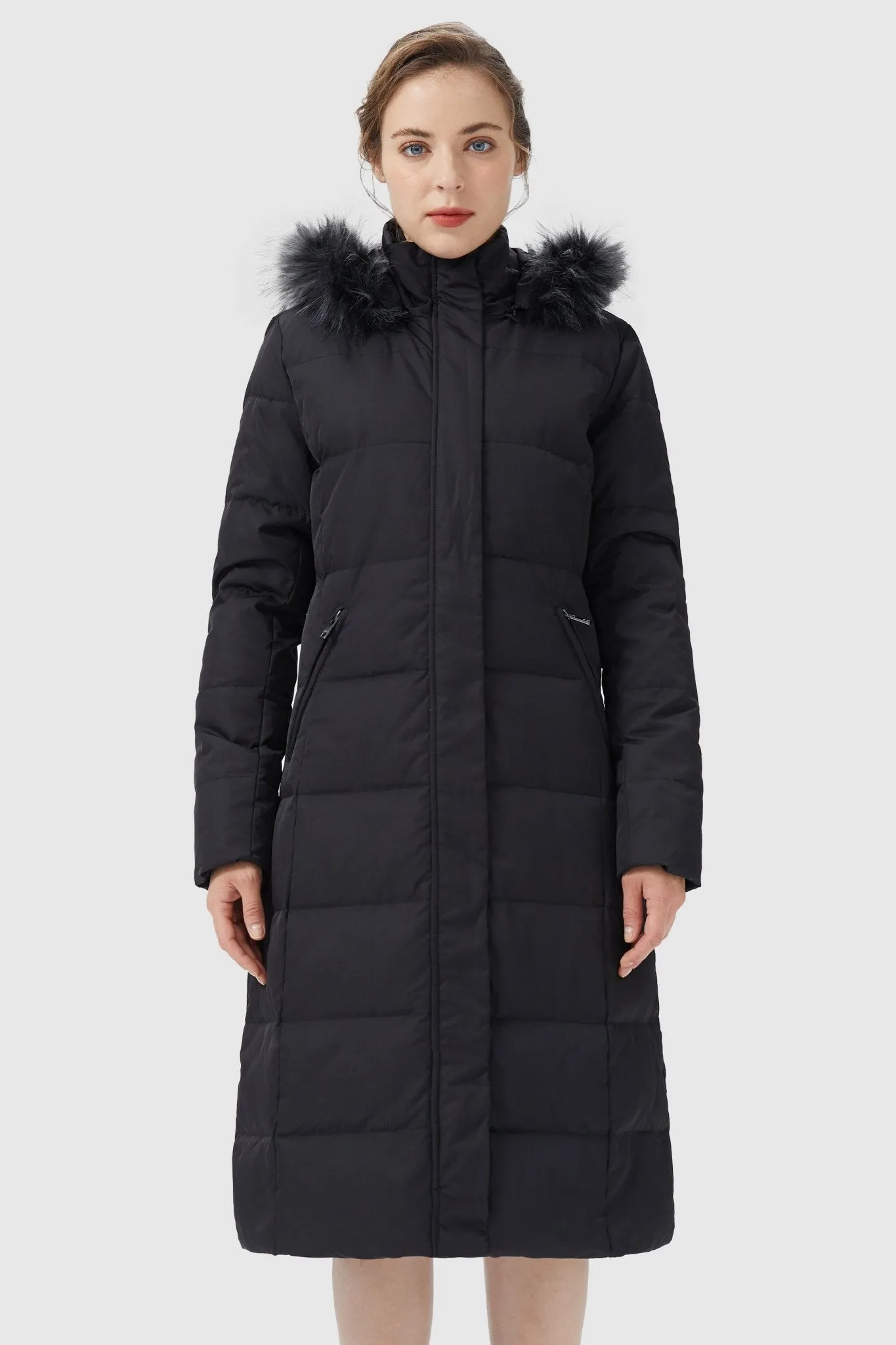 Long Puffer Faux Fur Hood Down Coat