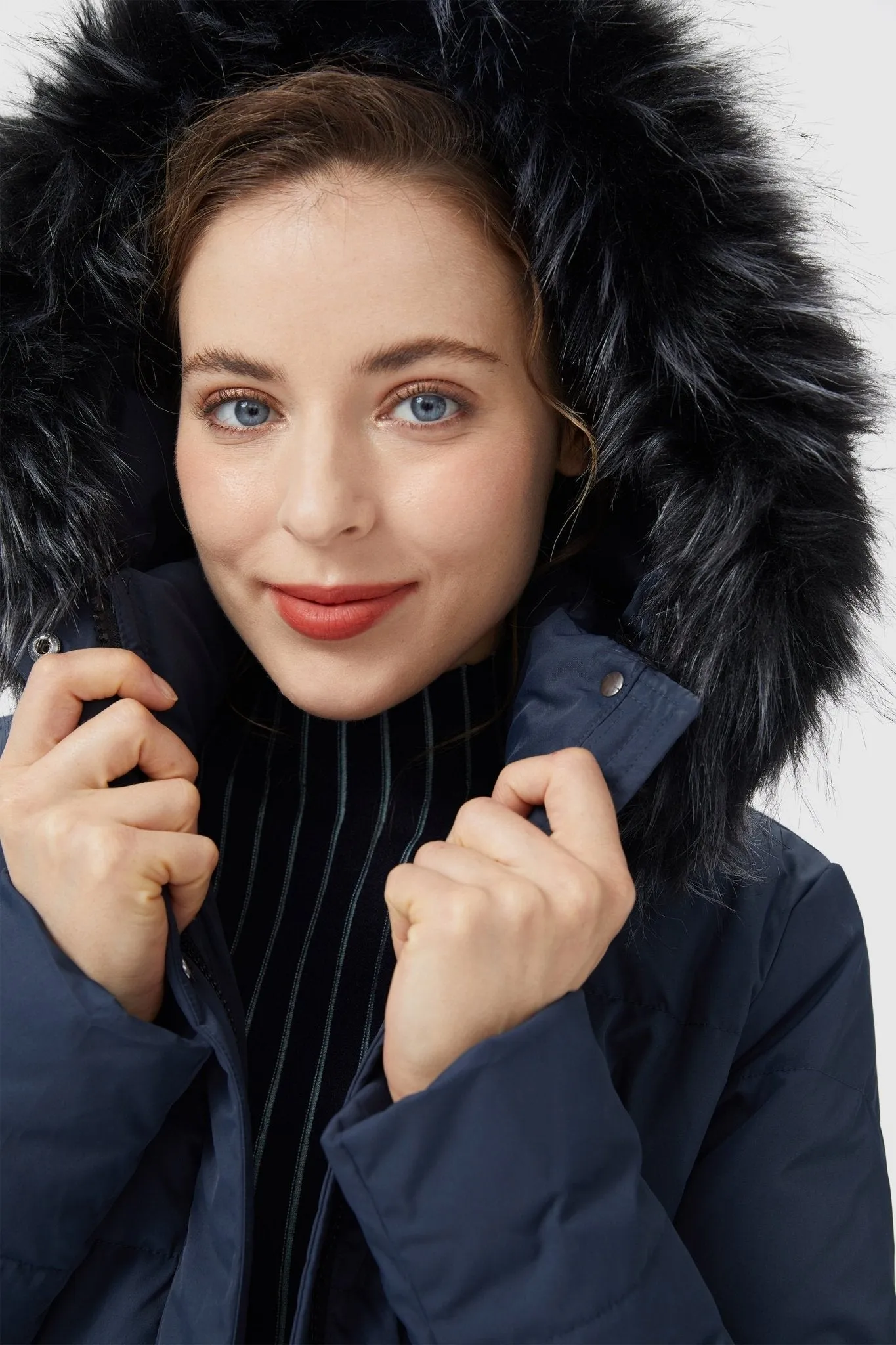 Long Puffer Faux Fur Hood Down Coat