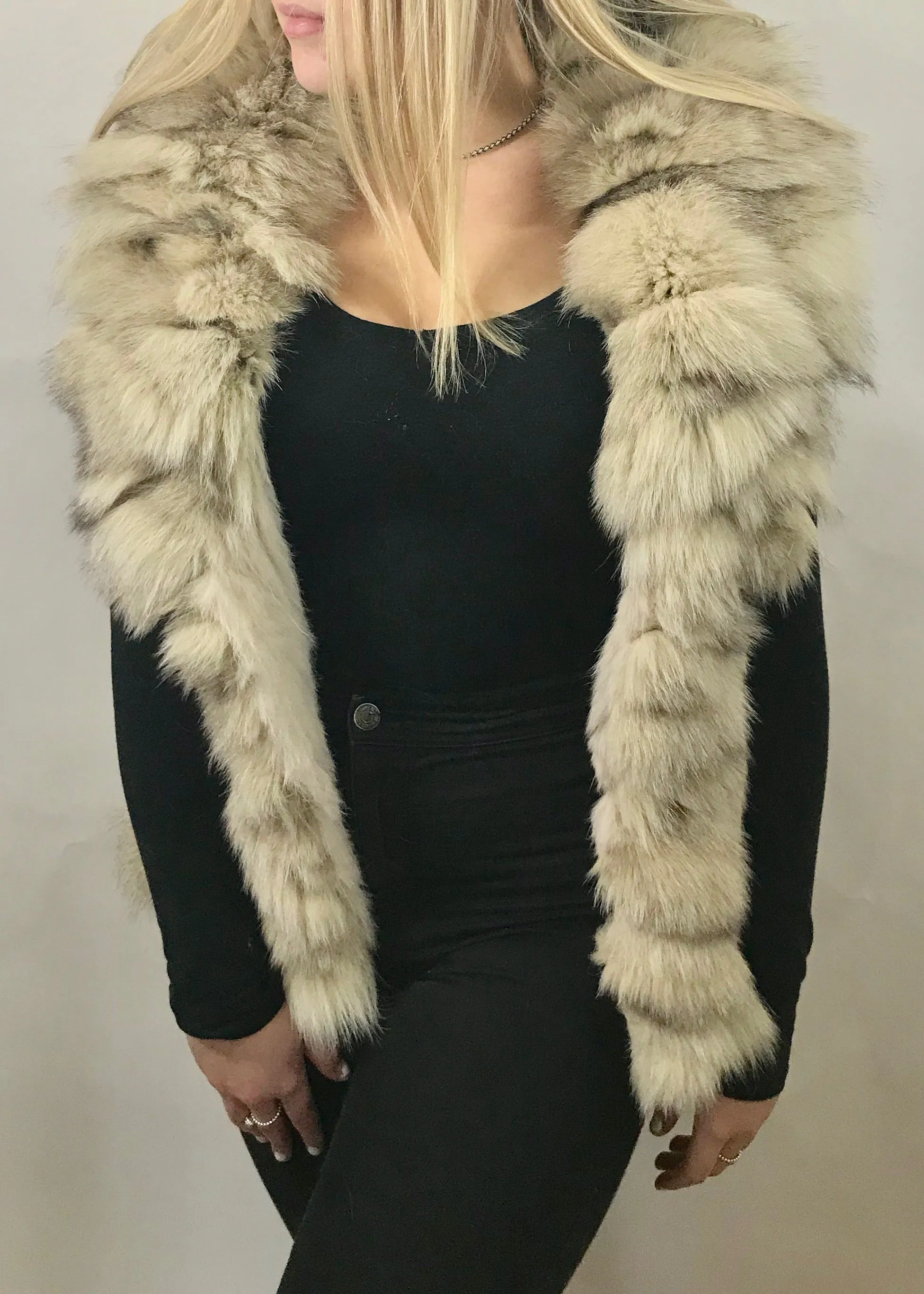 Luxury Fur Gilet in Cream by Feathers Of Italy