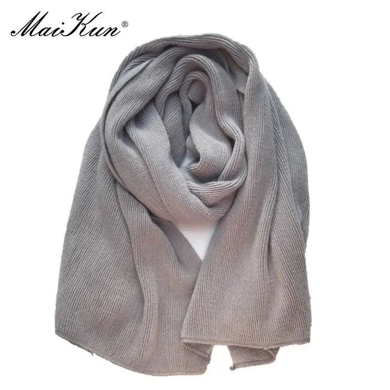 Maikun Thick Warm Scarf For Women Pure Color Ladies Imitation Cashmere  Black Scarf Female Winter To Increase Ahawl