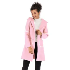 Autumn/Winter 2025 Womens Medium-Long Hooded Woolen Coat with Contrasting Color Cardigan Jacket: Metaversmall 2025 Collection