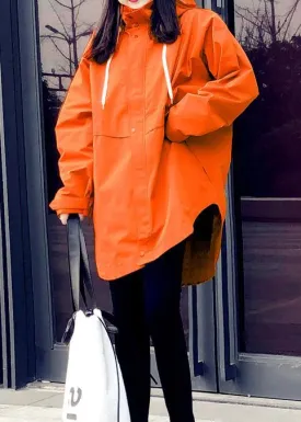 New orange duck down coat plus size womens parka hooded zippered Elegant coats